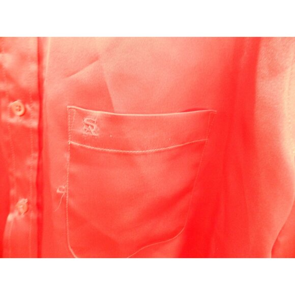 Stacy Adams Mens Red Satin Long-Sleeve Dress Shirt 16.5 38/37 Shiny Flashy - Picture 6 of 14